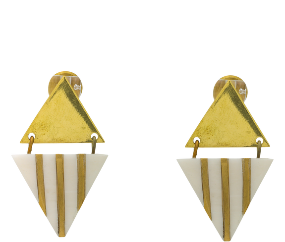 Ethical Hanging Striped Triangle Earrings - Keentu