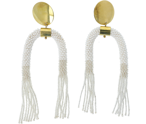 Ethical Beaded U Fringe Earrings - Keentu