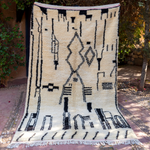 Load image into Gallery viewer, Black Symbols Moroccan Rug
