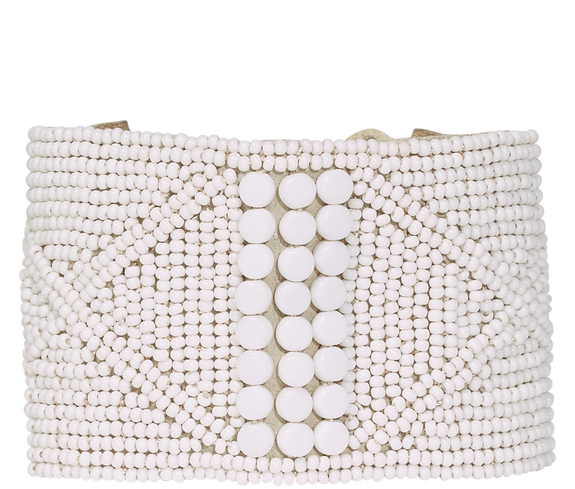 Beaded Leather Cuff - Keentu