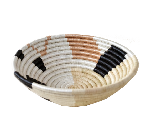 White Abstract Woven Bowl - Keentu