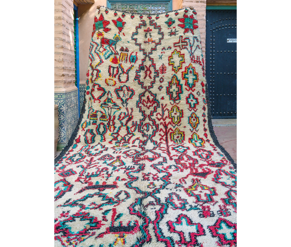 Sustainable Rainbow Symbols Moroccan Rug - Keentu