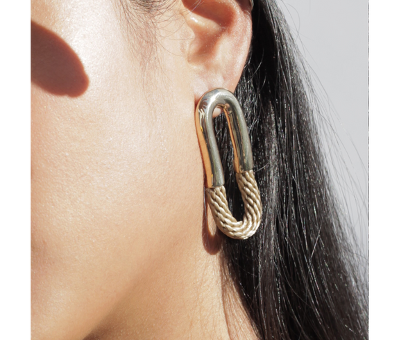 Ethical Rope and Gold Oval Earrings - Keentu