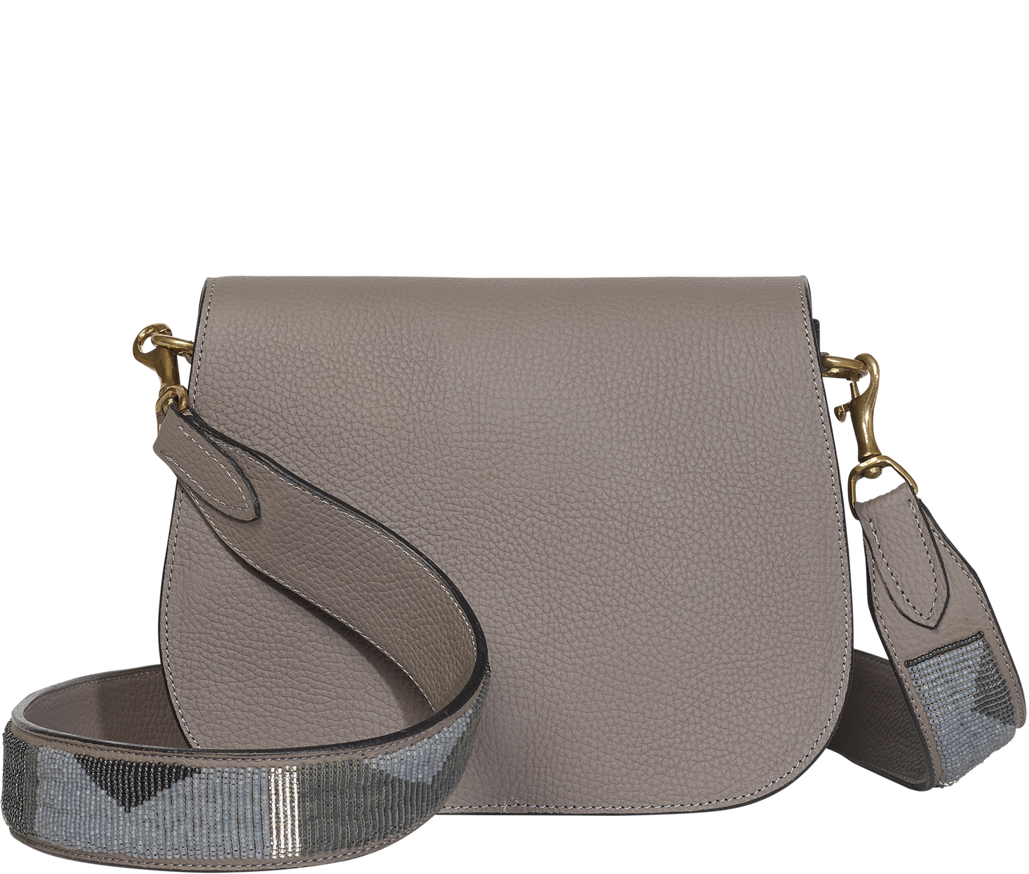 Handbag Grey Beaded Strap Crossbody Bag