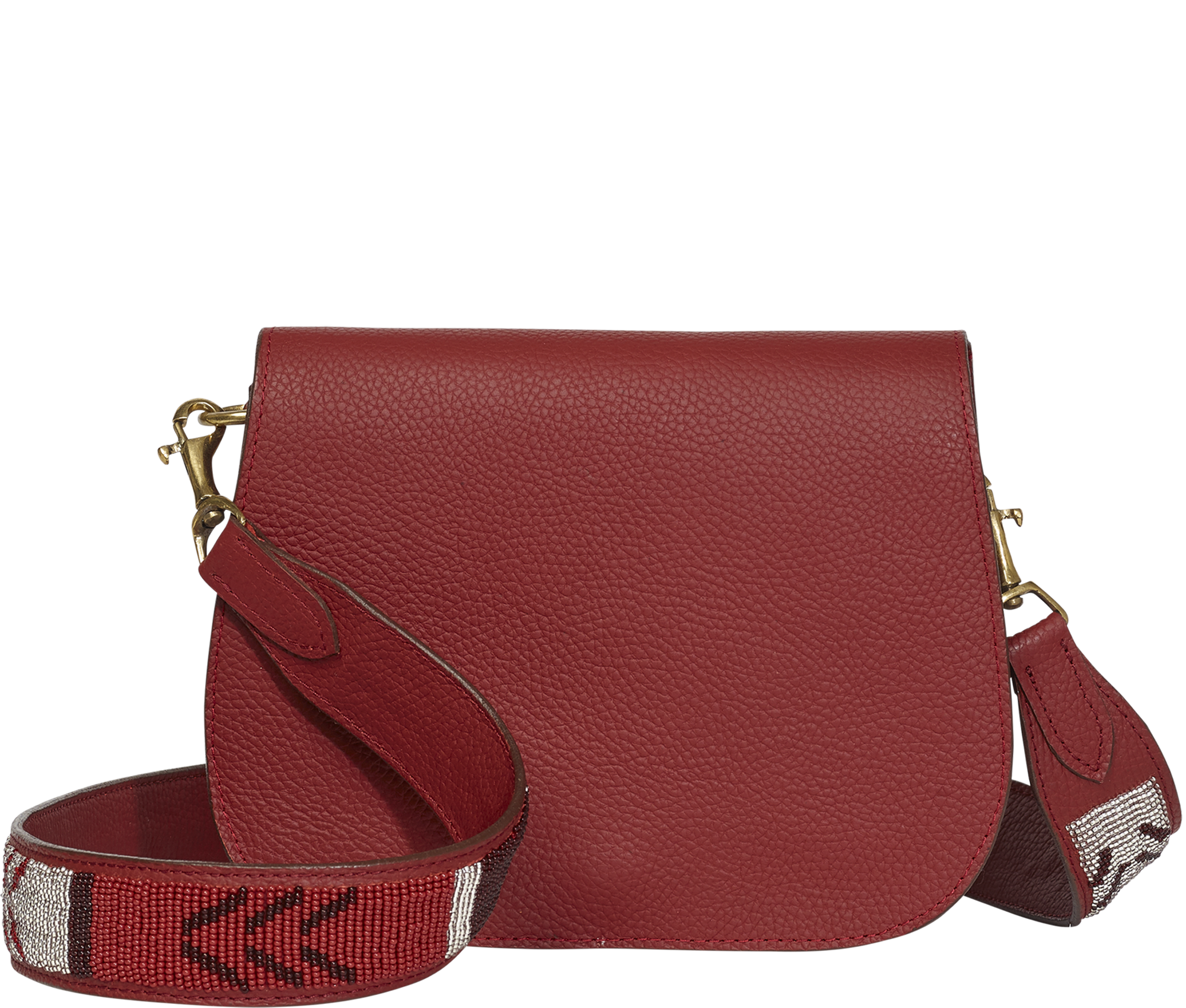 Handbag Red Beaded Strap Crossbody Bag