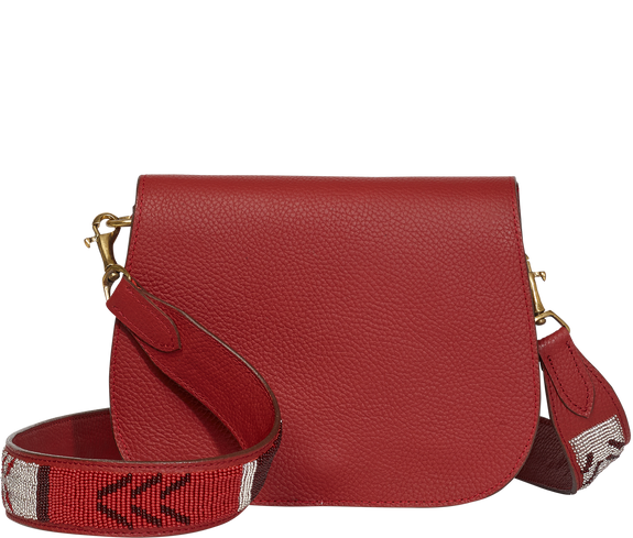 Handbag Red Beaded Strap Crossbody Bag
