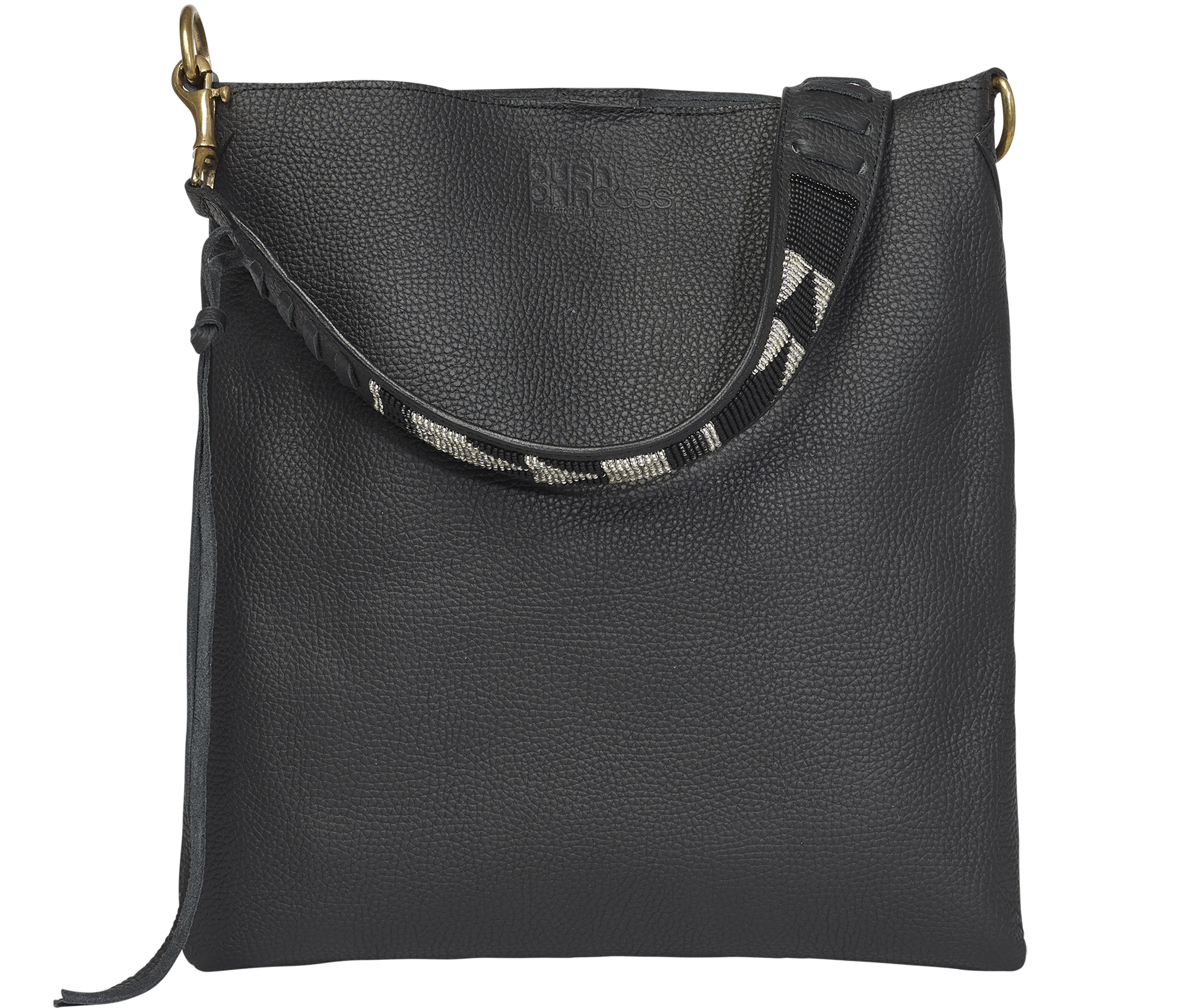 Handbag Black Beaded Strap Shoulder Bag