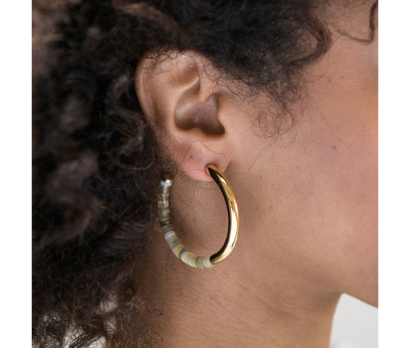 Ethical Cow Horn Disk Hoops - Keentu