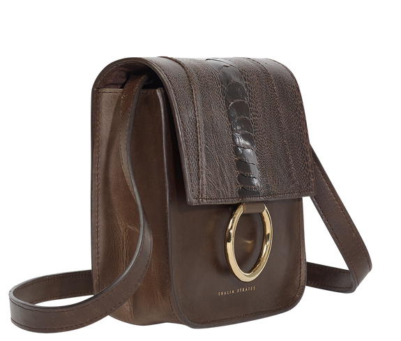 Handbag Coffee Ostrich Shin Crossbody Bag