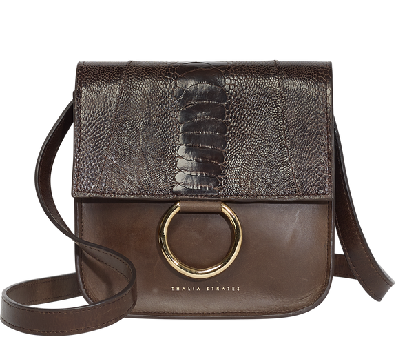 Handbag Coffee Ostrich Shin Crossbody Bag