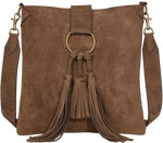 Load image into Gallery viewer, Handbag Caramel Suede Crossbody Bag
