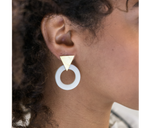 Load image into Gallery viewer, Ethical Triangle with Bone Circle Earrings - Keentu