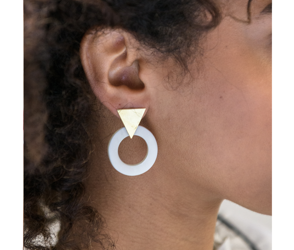 Ethical Triangle with Bone Circle Earrings - Keentu