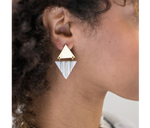 Load image into Gallery viewer, Ethical Hanging Striped Triangle Earrings - Keentu