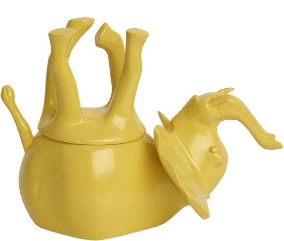 Home Decor Yellow Gloss Upside Down Elephant Jar