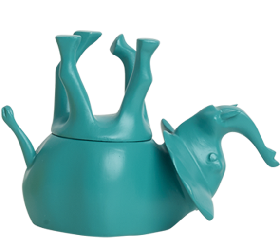 Home Decor Teal Gloss Upside Down Elephant Jar