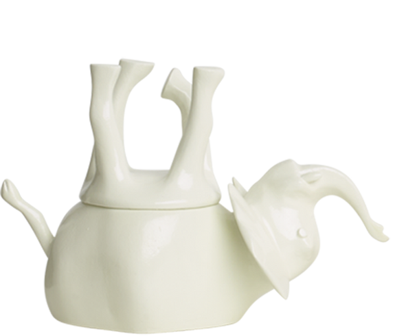 Home Decor White Gloss Upside Down Elephant Jar