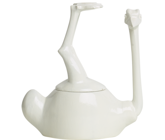 Home Decor White Gloss Upside Down Ostrich Jar