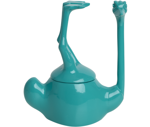 Home Decor Teal Gloss Upside Down Ostrich Jar