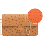 Load image into Gallery viewer, Handbag Tangerine Ostrich Semi Quill Wallet Crossbody Bag