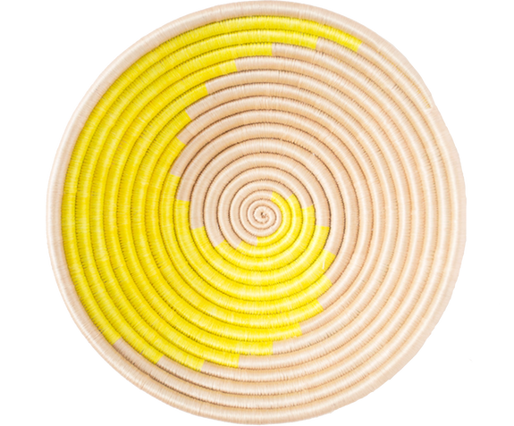 Home Decor Yellow Swirl Woven Bowl