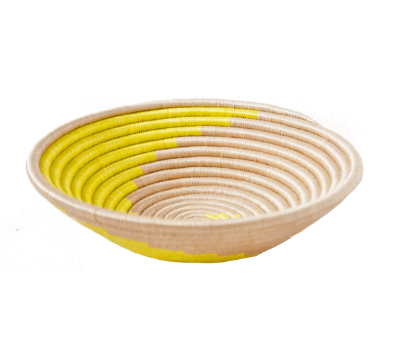 Home Decor Yellow Swirl Woven Bowl
