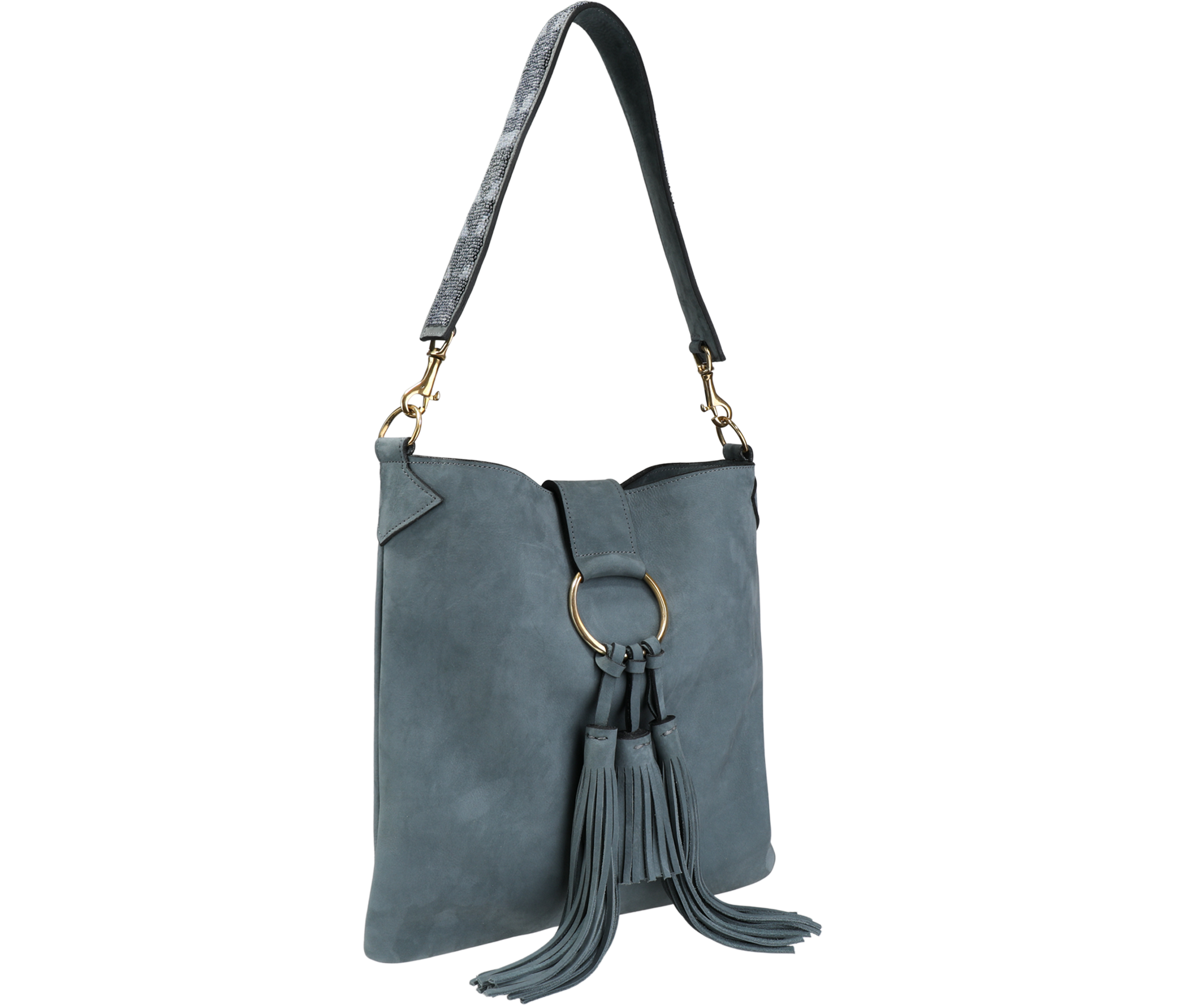 Sustainable Suede Tassel Shoulder Bag - Keentu