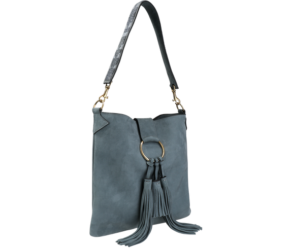 Sustainable Suede Tassel Shoulder Bag - Keentu