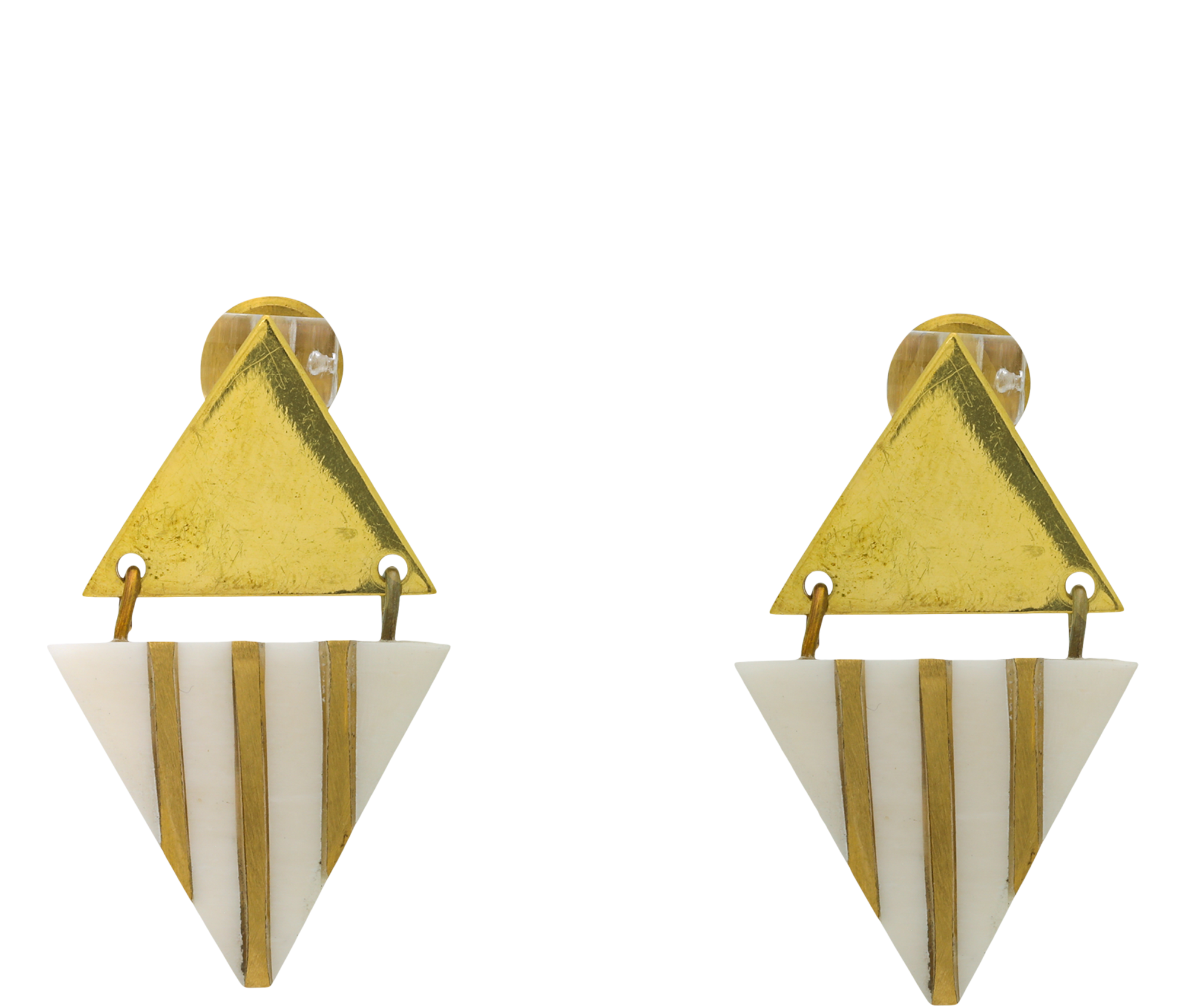 Ethical Hanging Striped Triangle Earrings - Keentu