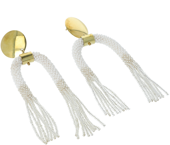 Sustainable Beaded U Fringe Earrings - Keentu