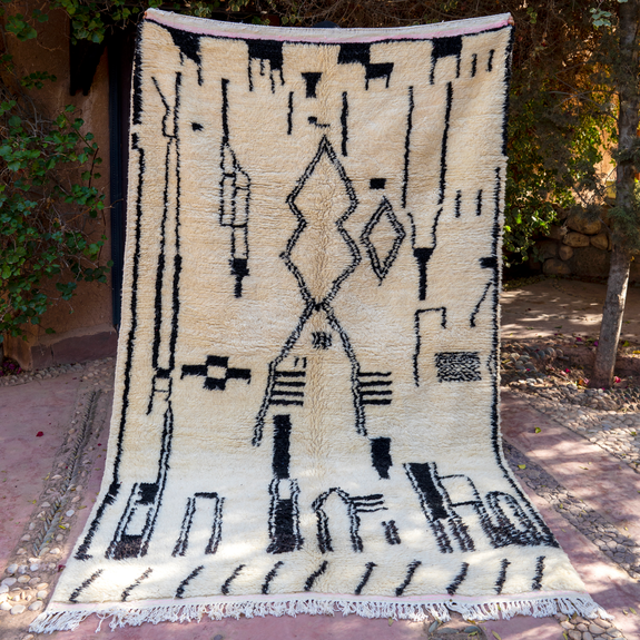 Black Symbols Moroccan Rug