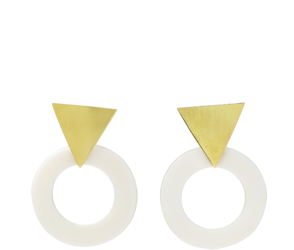 Ethical Triangle with Bone Circle Earrings - Keentu