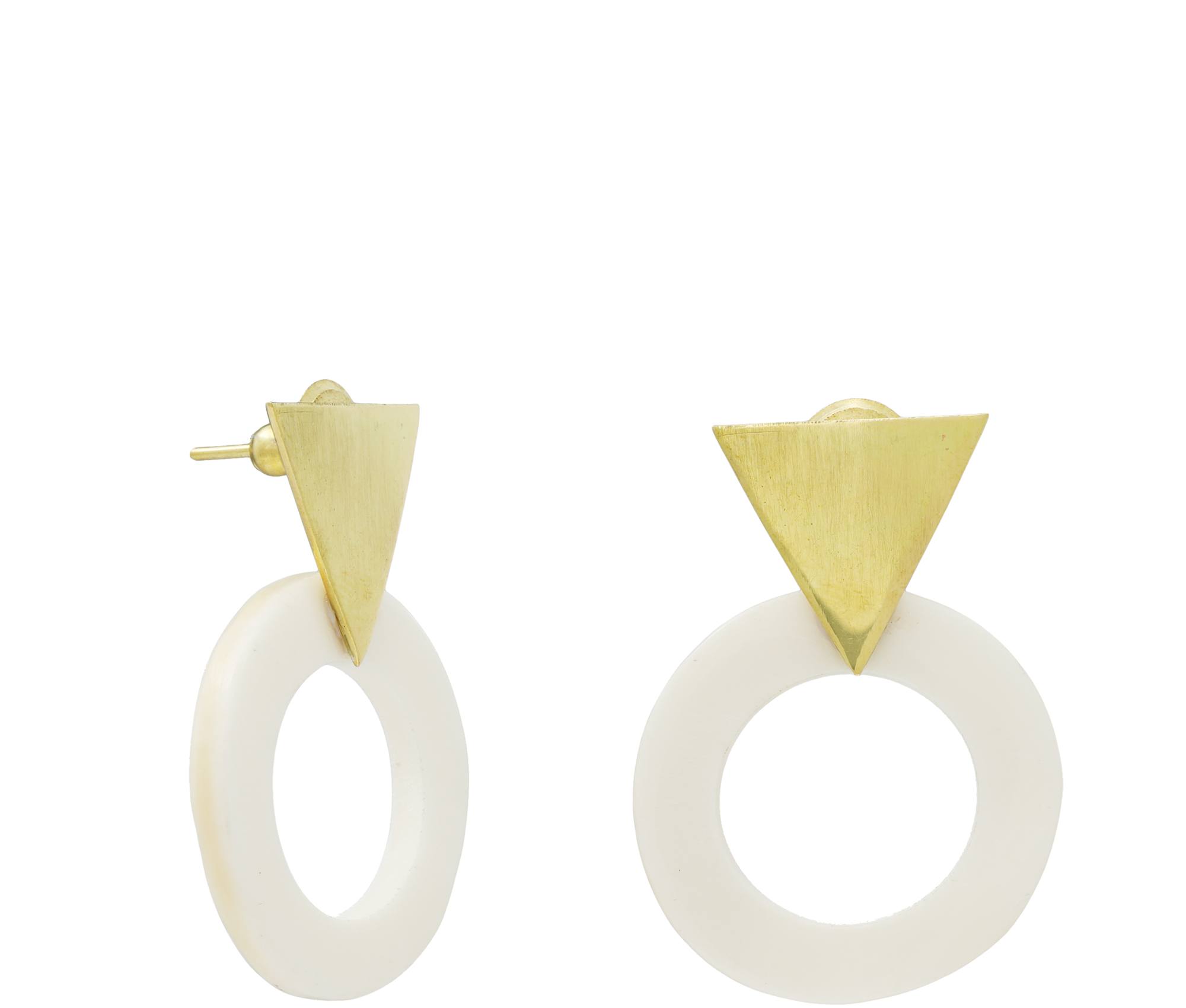 Sustainable Triangle with Bone Circle Earrings - Keentu