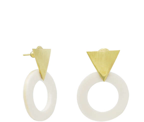 Sustainable Triangle with Bone Circle Earrings - Keentu