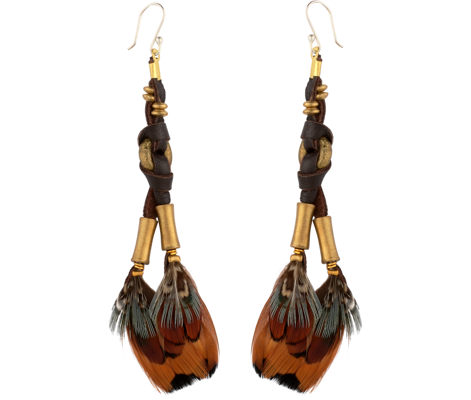 Feather Earrings with Leather