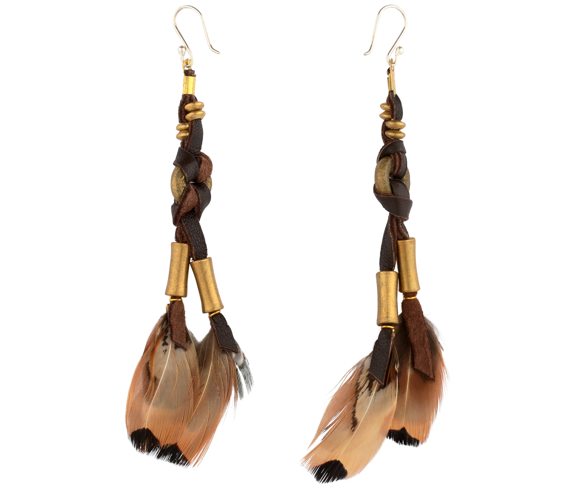 Feather Earrings with Leather