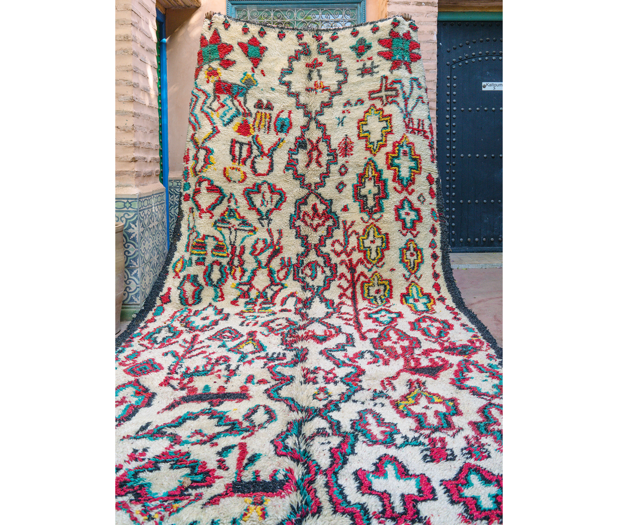 Sustainable Rainbow Symbols Moroccan Rug - Keentu