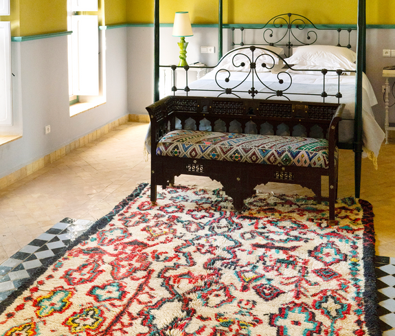 Ethical Rainbow Symbols Moroccan Rug - Keentu