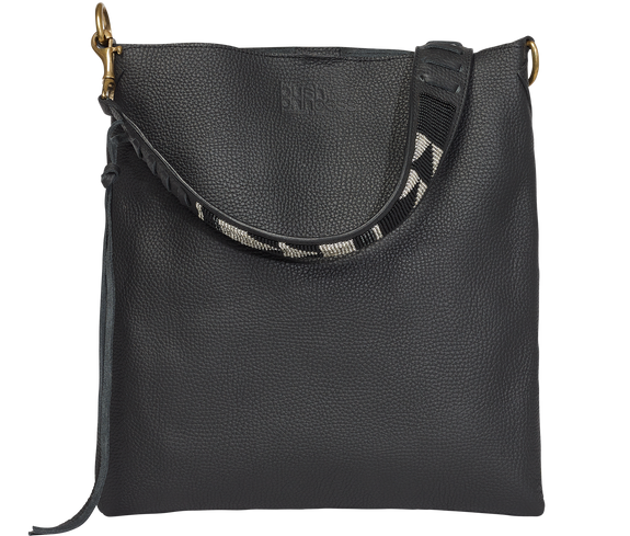 Handbag Black Beaded Strap Shoulder Bag