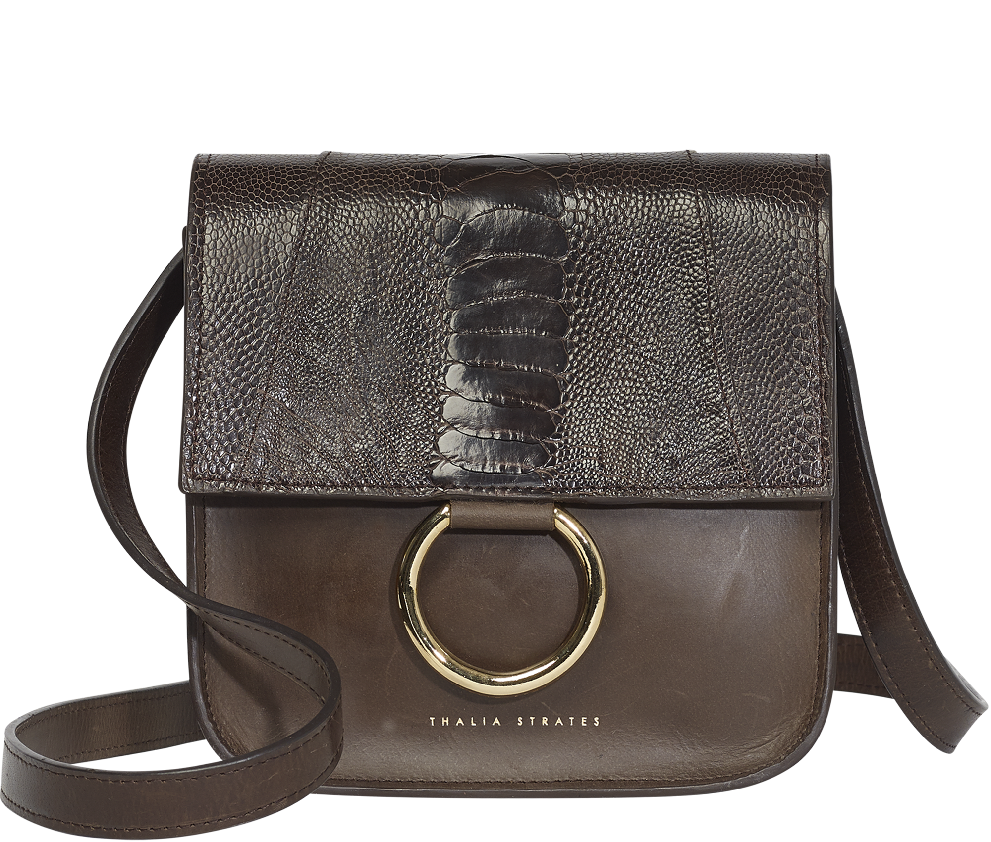 Handbag Coffee Ostrich Shin Crossbody Bag