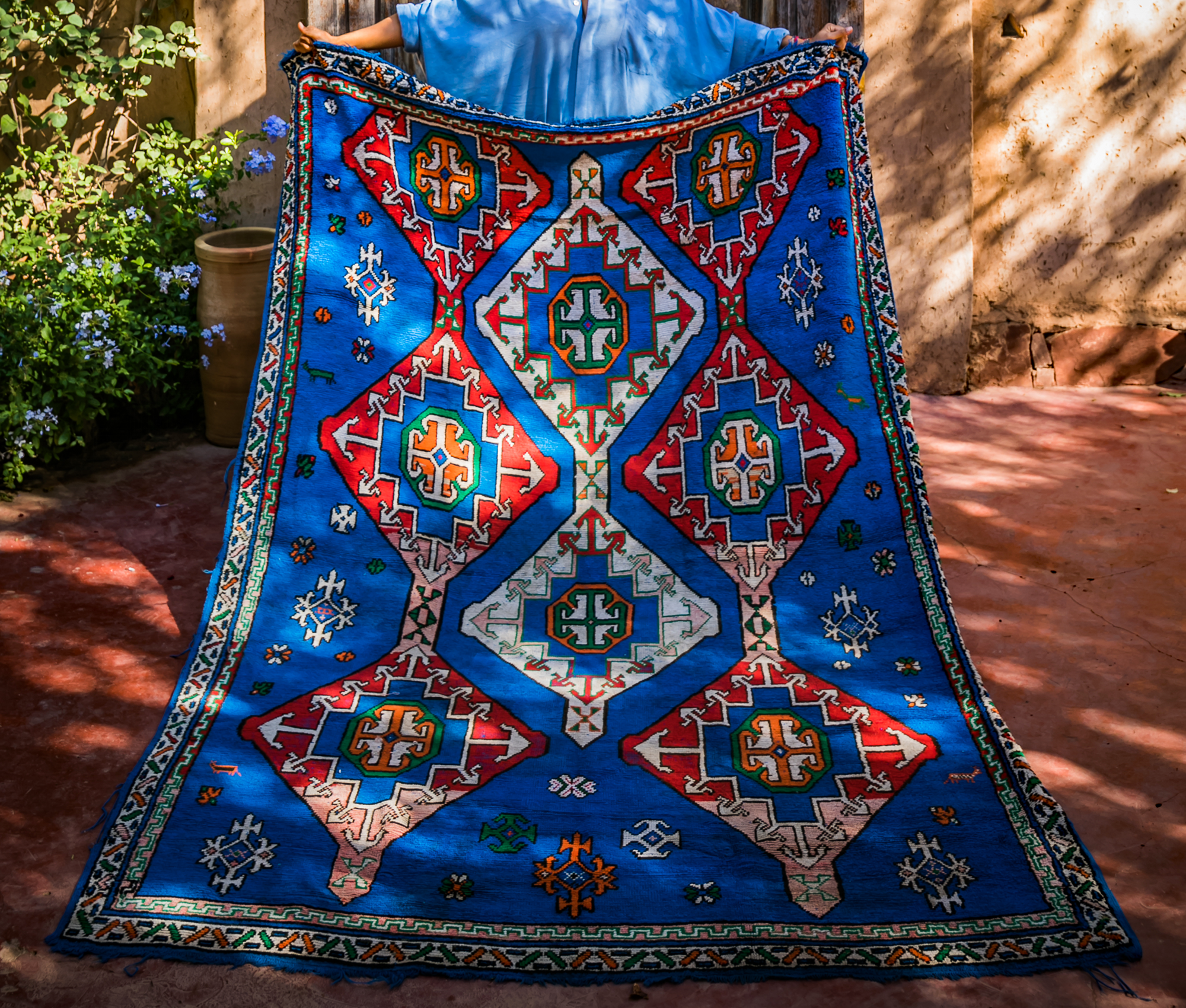 Home Decor Royal Blue Moroccan Rug