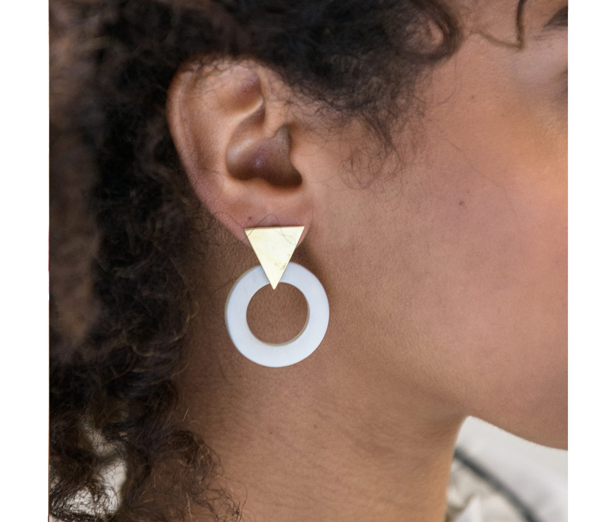 Ethical Triangle with Bone Circle Earrings - Keentu