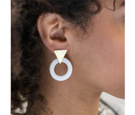 Load image into Gallery viewer, Ethical Triangle with Bone Circle Earrings - Keentu 