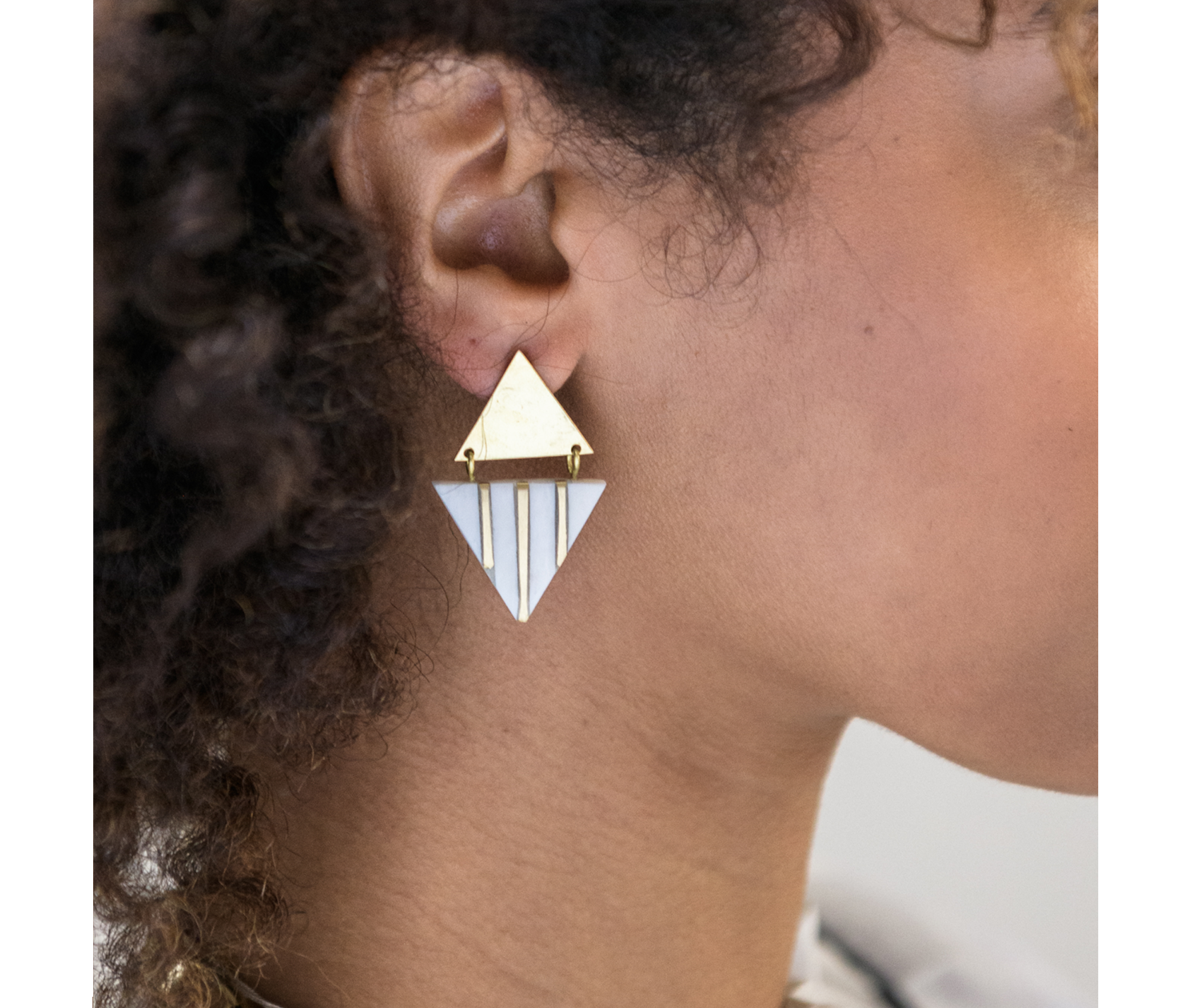 Ethical Hanging Striped Triangle Earrings - Keentu