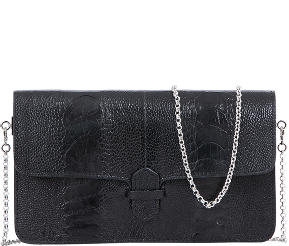 Handbag Black Ostrich Shin Wallet Crossbody Bag