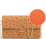 Load image into Gallery viewer, Handbag Tangerine Ostrich Semi Quill Wallet Crossbody Bag 