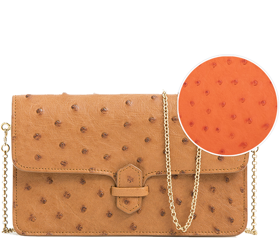 Handbag Tangerine Ostrich Semi Quill Wallet Crossbody Bag